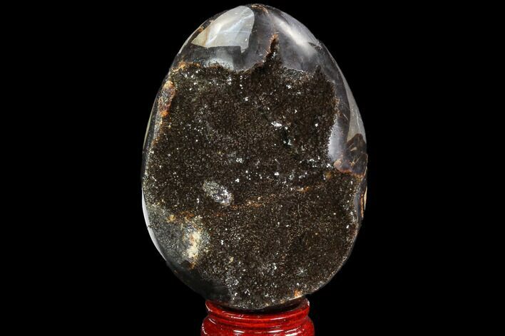 Septarian Dragon Egg Geode - Black Crystals #96024
